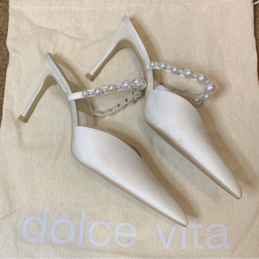 Dolce Vita Kanika Pearl Mid Heels Vanilla Pearls Wedding Bride Size 8 $150.00 - Picture 15 of 16